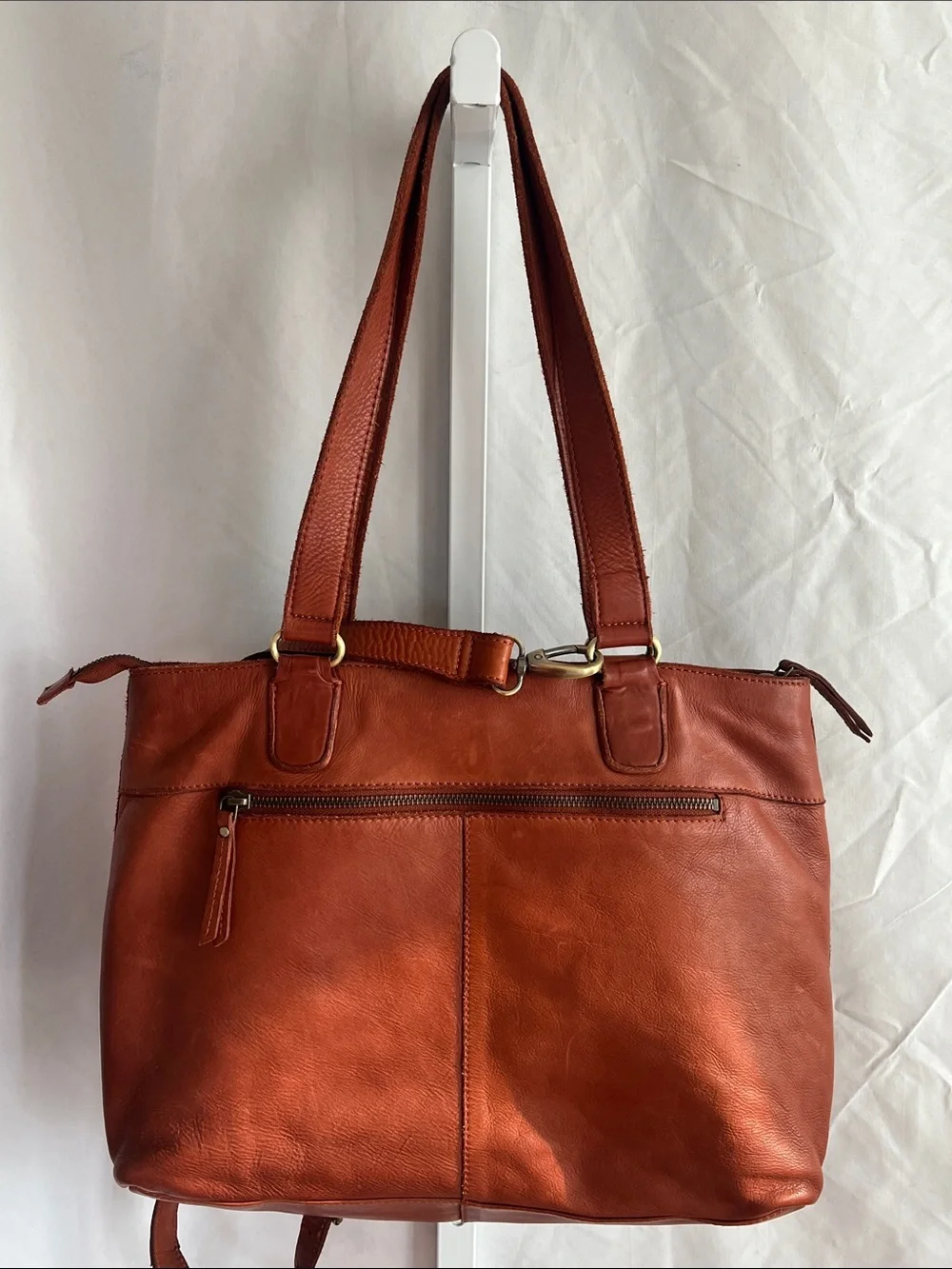 Marta Ponti Classic Brown Genuine Leather Tote Computer Bag Electronic Bag